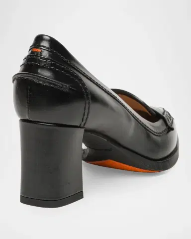 Santoni 65mm Florinda Leather Penny Loafer Pumps | Thumbnail 2