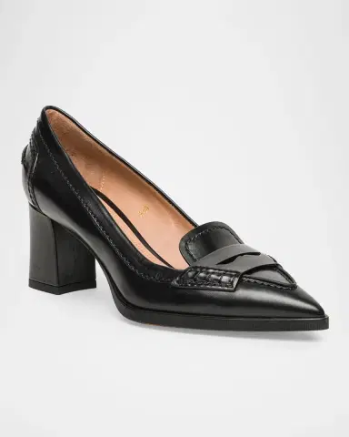 Santoni 65mm Florinda Leather Penny Loafer Pumps | Thumbnail 3