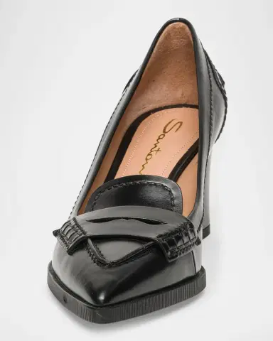 Santoni 65mm Florinda Leather Penny Loafer Pumps | Thumbnail 4