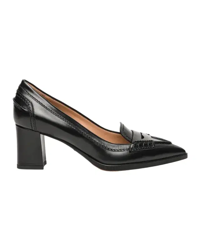Santoni 65mm Florinda Leather Penny Loafer Pumps
