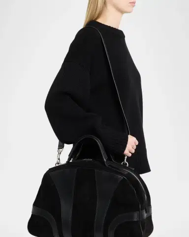 Dries Van Noten Men's Suede and Leather Duffel Crossbody Bag | Thumbnail 2 Dries Van Noten Men's Suede and Leather Duffel Crossbody Bag | Thumbnail 2