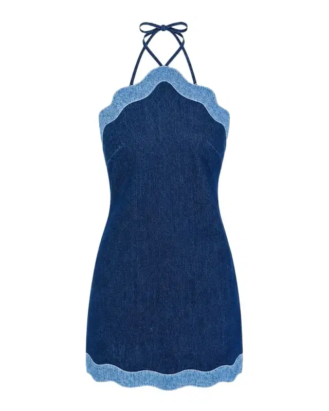 Retrofête Tasia Denim Halter Dress