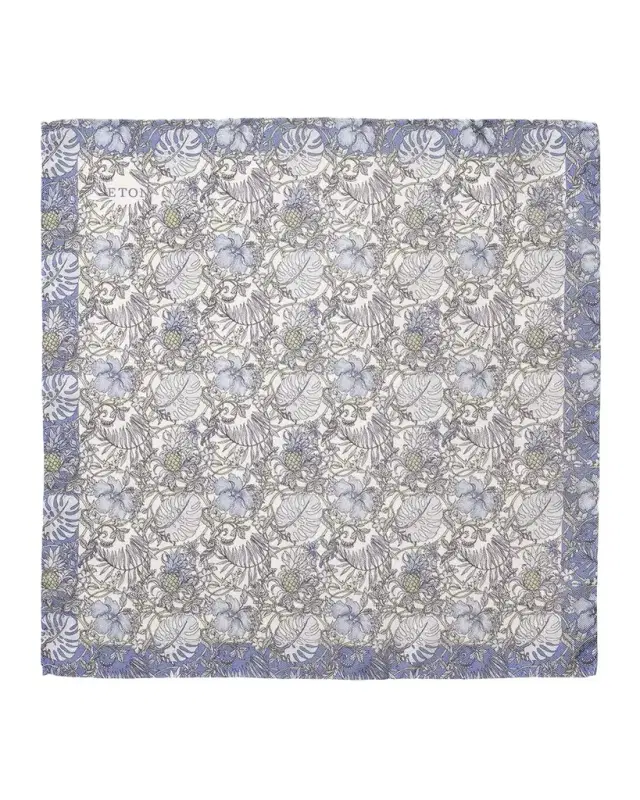 Eton Men's Tropical Floral Silk Pocket Square