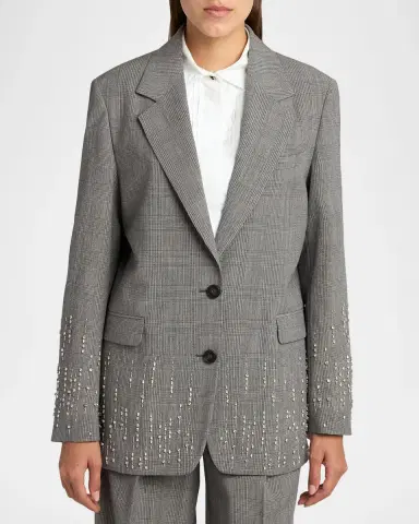 Golden Goose Embellished Prince of Wales Check Oversized Blazer | Thumbnail 4