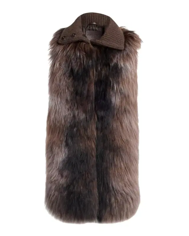 Giorgio Armani Shearling Vest with Knit Collar