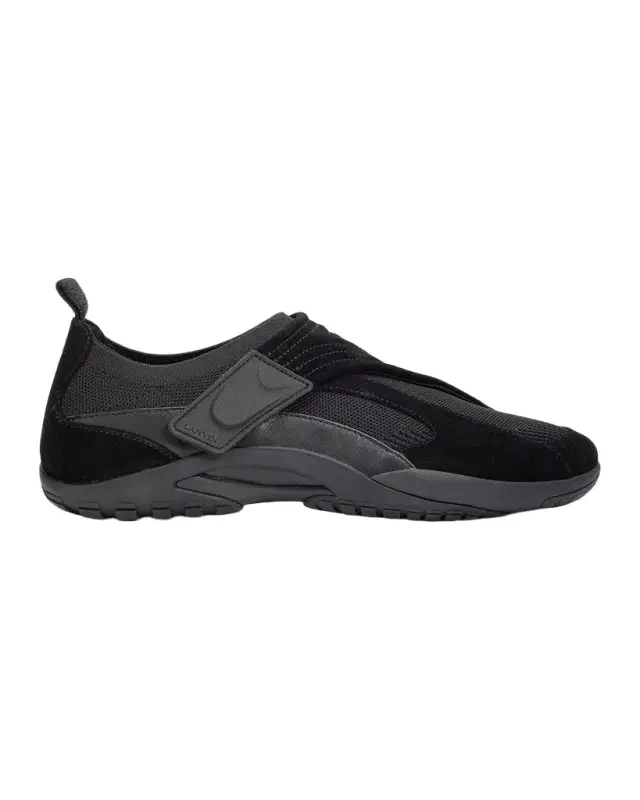 Lanvin Men's Mesh Knit and Leather Grip-Strap Sneakers