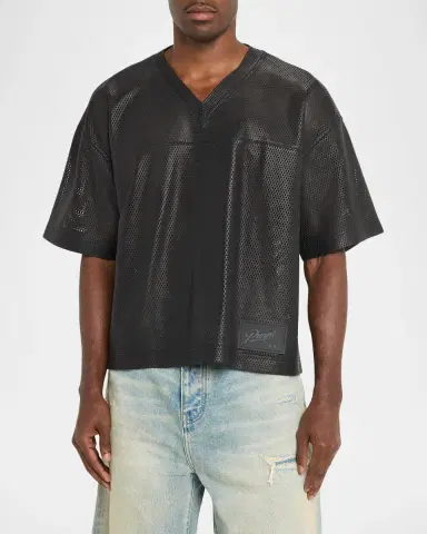 PURPLE Men's Leather Mesh T-Shirt | Thumbnail 4