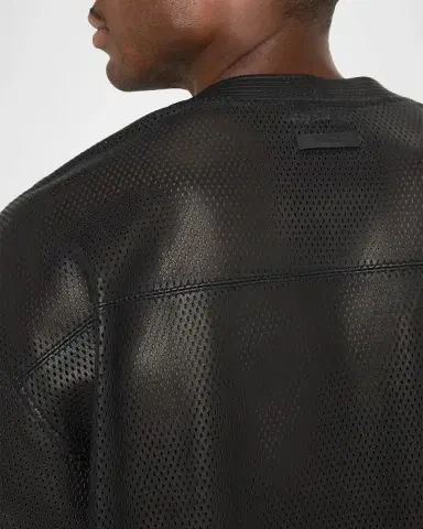 PURPLE Men's Leather Mesh T-Shirt | Thumbnail 5