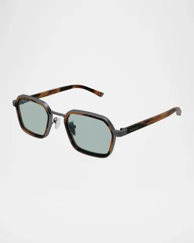 Gucci Men's Gg2074S Noble Tip Acetate and Metal Square Sunglasses | Thumbnail 2