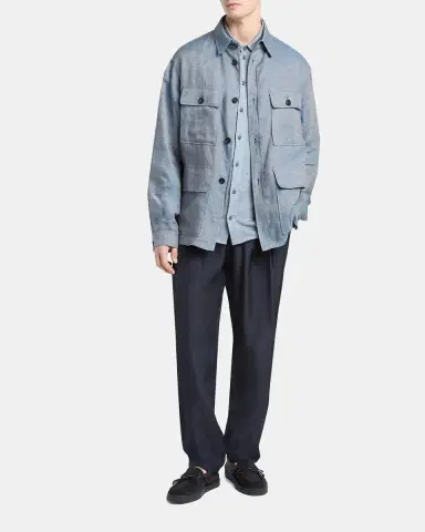 Giorgio Armani Men's Jersey Linen Button-Down Shirt | Thumbnail 2