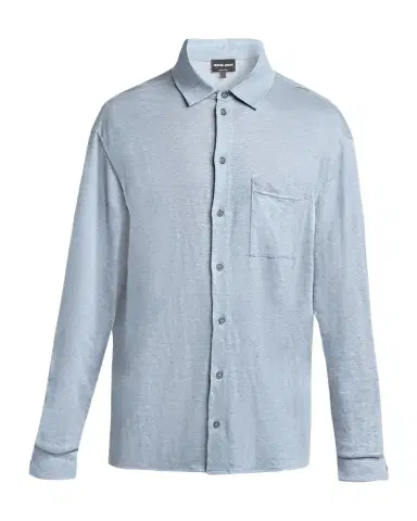 Giorgio Armani Men's Jersey Linen Button-Down Shirt | Thumbnail 1