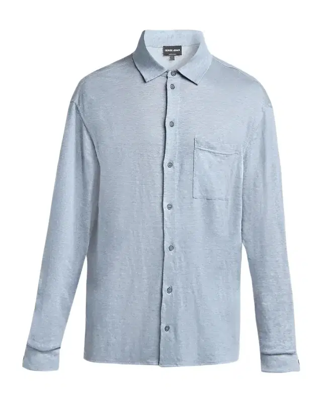 Giorgio Armani Men's Jersey Linen Button-Down Shirt