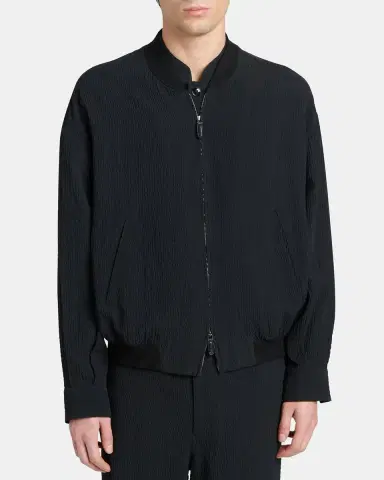 Giorgio Armani Men's Seersucker Full-Zip Bomber Jacket | Thumbnail 4