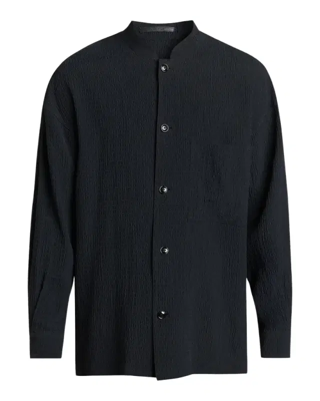 Giorgio Armani Men's Seersucker Band-Collar Guru Shirt