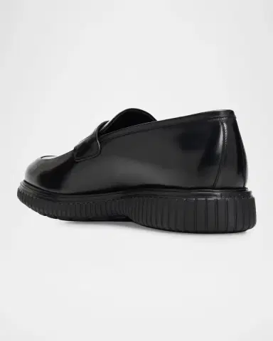 Ferragamo Men's Leather Rubber-Sole Penny Loafers | Thumbnail 4