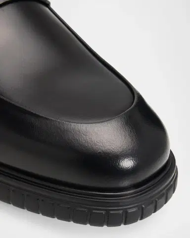 Ferragamo Men's Leather Rubber-Sole Penny Loafers | Thumbnail 5