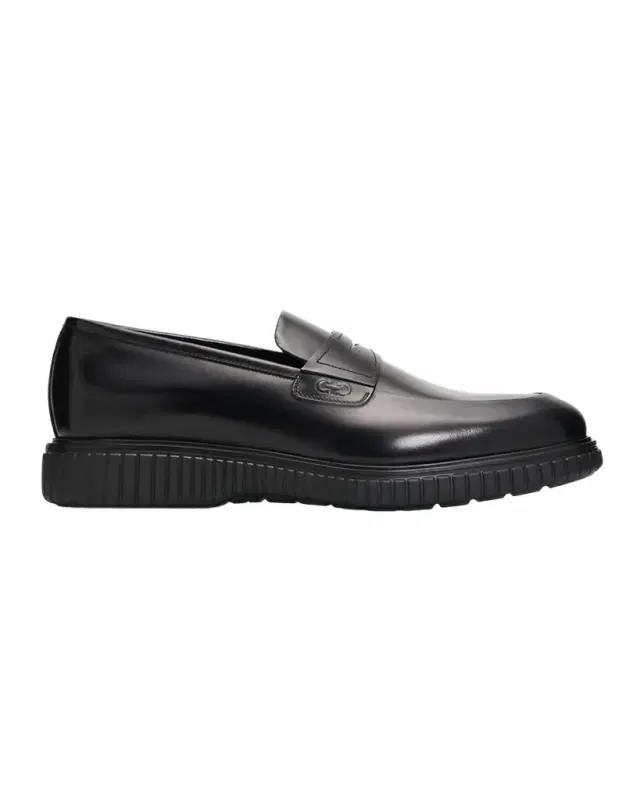 Ferragamo Men's Leather Rubber-Sole Penny Loafers