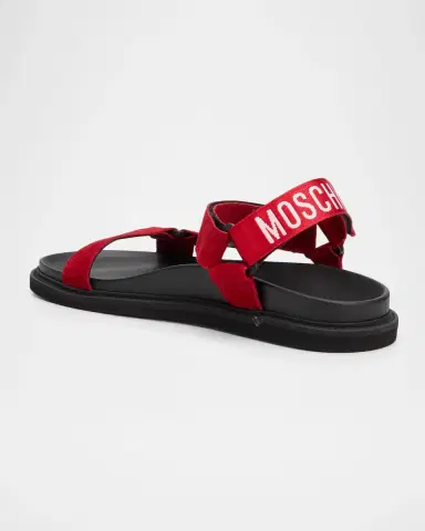 MOSCHINO Men's Logo Leather Sandals | Thumbnail 2