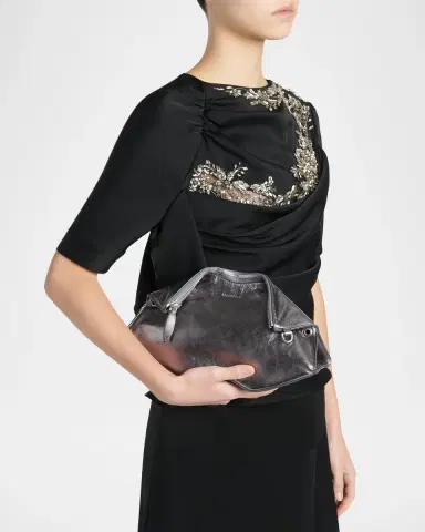 Alexander McQueen Manta Sculptural Metallic Leather Clutch Bag | Thumbnail 2
