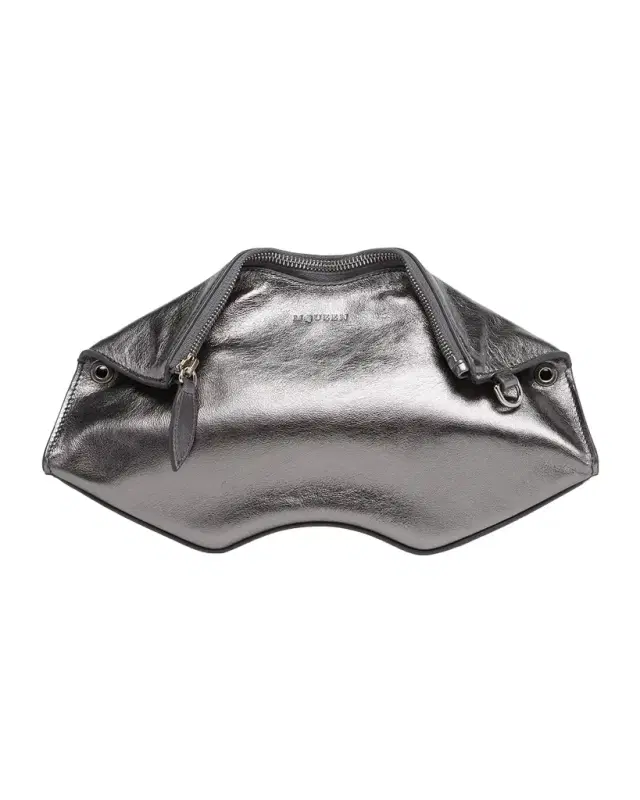 Alexander McQueen Manta Sculptural Metallic Leather Clutch Bag