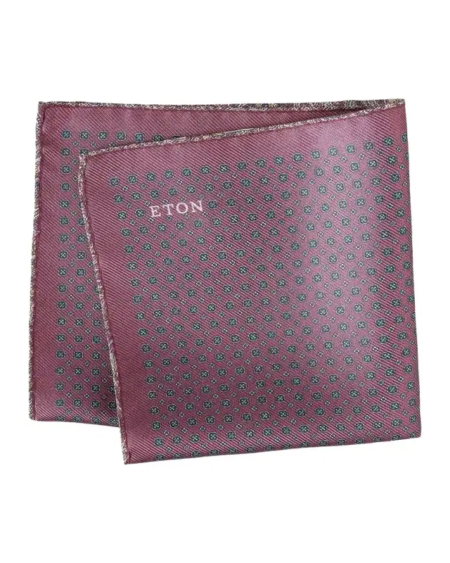 Eton Men's Double-Face Medallion to Paisley Silk Pocket Square