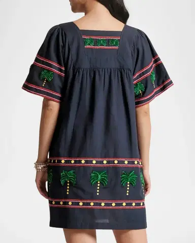 Frances Valentine Picnic Palm-Embroidered Mini Shift Dress | Thumbnail 2