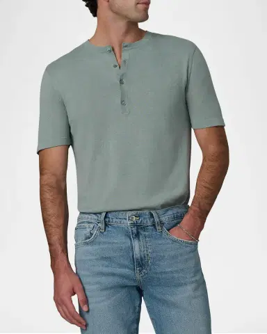 Joe's Jeans Men's Linen and Cotton Solid Henley T-Shirt | Thumbnail 4 Joe's Jeans Men's Linen and Cotton Solid Henley T-Shirt | Thumbnail 4