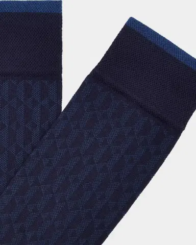 Marcoliani Men's Diamond-Pattern Cotton-Blend Mid-Calf Socks | Thumbnail 2