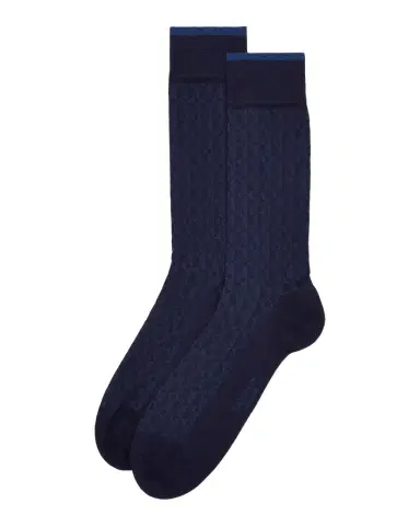 Marcoliani Men's Diamond-Pattern Cotton-Blend Mid-Calf Socks | Thumbnail 1