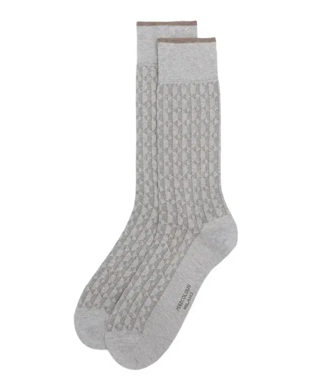 Marcoliani Men's Diamond-Pattern Cotton-Blend Mid-Calf Socks