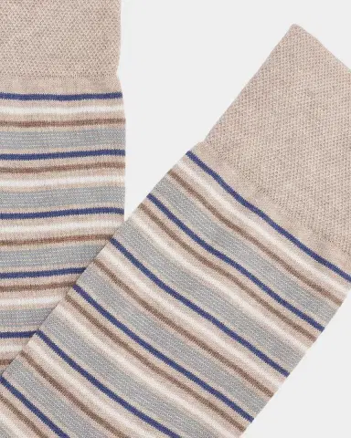 Marcoliani Men's Multi-Stripe Cotton Blend Mid-Calf Socks | Thumbnail 2