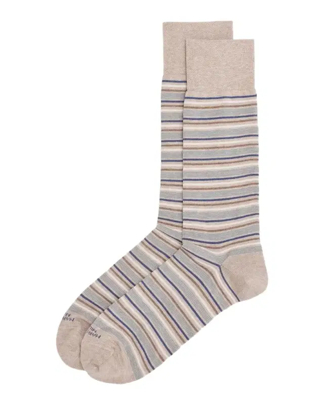 Marcoliani Men's Multi-Stripe Cotton Blend Mid-Calf Socks