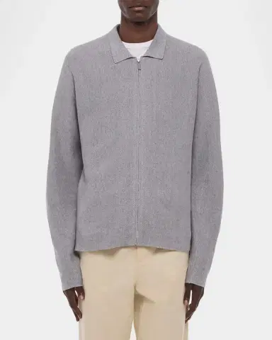 Helmut Lang Men's Raw-Cut Trim Full-Zip Shirt Jacket | Thumbnail 4 Helmut Lang Men's Raw-Cut Trim Full-Zip Shirt Jacket | Thumbnail 4