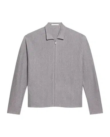 Helmut Lang Men's Raw-Cut Trim Full-Zip Shirt Jacket | Thumbnail 1 Helmut Lang Men's Raw-Cut Trim Full-Zip Shirt Jacket | Thumbnail 1