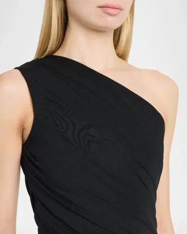 Alex Perry One-Shoulder Tucked Power Mesh Trumpet Gown | Thumbnail 5