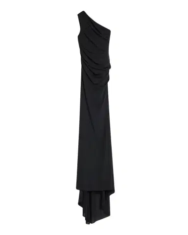 Alex Perry One-Shoulder Tucked Power Mesh Trumpet Gown | Thumbnail 1