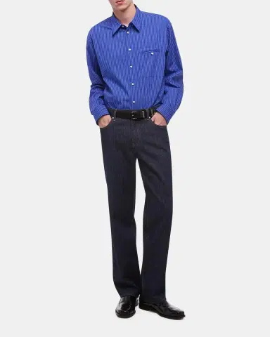 Helmut Lang Men's Pinstripe Poplin Double-Pocket Button-Down Shirt | Thumbnail 2 Helmut Lang Men's Pinstripe Poplin Double-Pocket Button-Down Shirt | Thumbnail 2