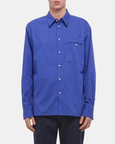 Helmut Lang Men's Pinstripe Poplin Double-Pocket Button-Down Shirt | Thumbnail 4 Helmut Lang Men's Pinstripe Poplin Double-Pocket Button-Down Shirt | Thumbnail 4