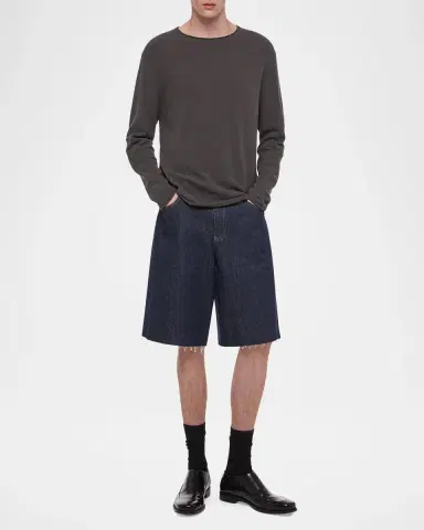 Helmut Lang Men's Textured Raw-Edge Crewneck Sweater | Thumbnail 2
