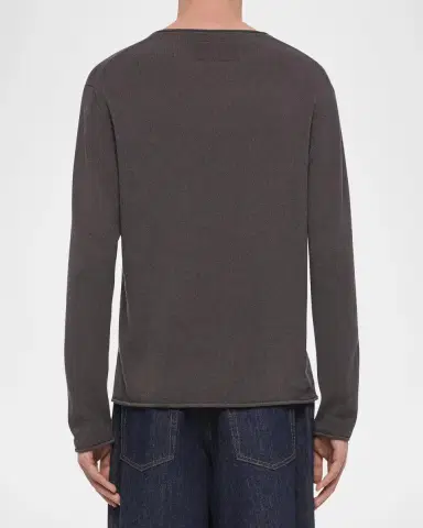 Helmut Lang Men's Textured Raw-Edge Crewneck Sweater | Thumbnail 3