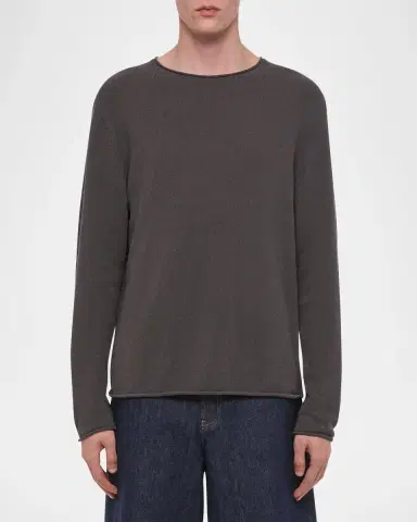 Helmut Lang Men's Textured Raw-Edge Crewneck Sweater | Thumbnail 4