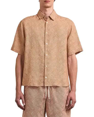 Frescobol Carioca Men's Castro Angra Madeira-Print Linen Button-Front Shirt | Thumbnail 1 Frescobol Carioca Men's Castro Angra Madeira-Print Linen Button-Front Shirt | Thumbnail 1