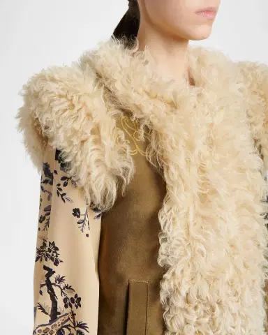 Etro Peacock Embroidered Lamb Shearling Vest | Thumbnail 5