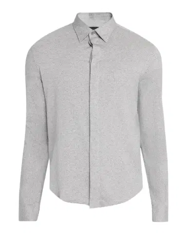 Emporio Armani Men's Cotton Chevron Covered-Placket Shirt | Thumbnail 1
