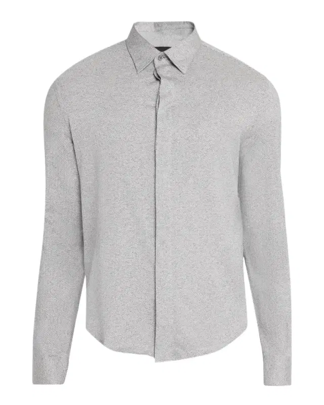 Emporio Armani Men's Cotton Chevron Covered-Placket Shirt