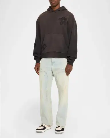 Nahmias Men's Flower-Patch Cotton Hoodie | Thumbnail 2