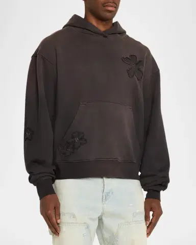 Nahmias Men's Flower-Patch Cotton Hoodie | Thumbnail 4