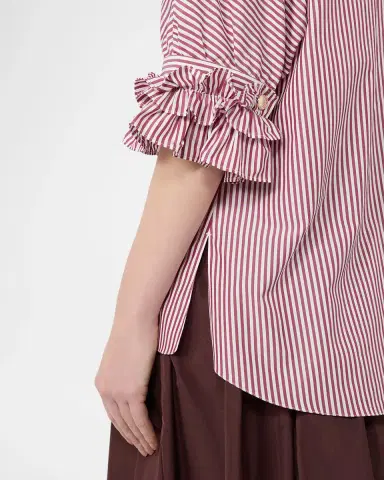 Max Mara Ruffle-Trim Striped Cotton Poplin Shirt | Thumbnail 5 Max Mara Ruffle-Trim Striped Cotton Poplin Shirt | Thumbnail 5