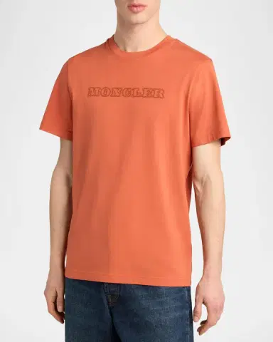 Moncler Men's Tonal Logo Outline Crewneck T-Shirt | Thumbnail 4