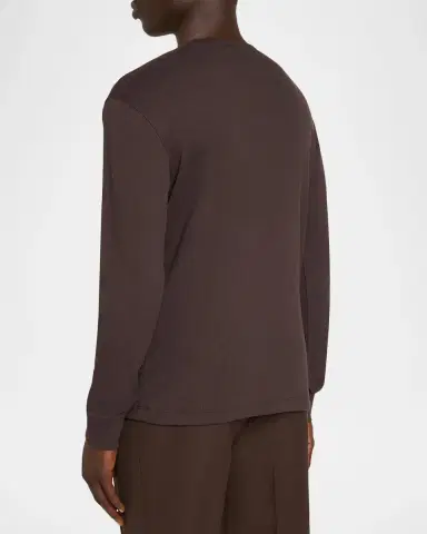 Vince Men's Cotton Rib Long-Sleeve Henley T-Shirt | Thumbnail 3